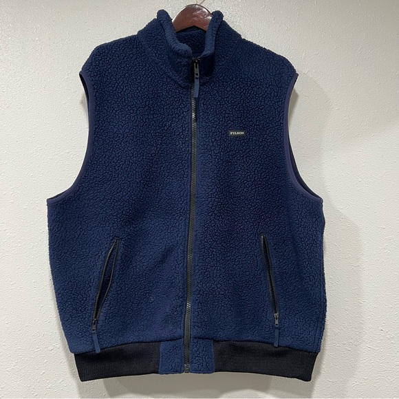 Filson Other - FILSON Sherpa Navy Fleece Vest Men’s Size XXL 2X Inner Pocket Full Zip PolarTec
